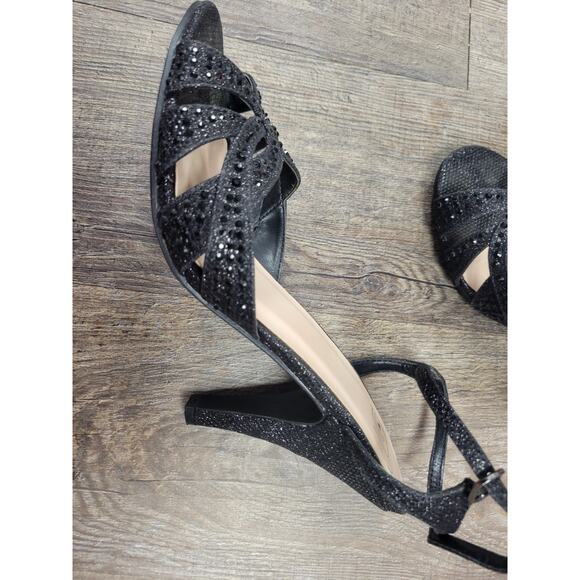 Delicious High Heels Ankle Strap Rhinestone Open Toe Buckled ADDUP Shoes 9 - Picture 3 of 8